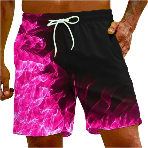 Beach Swimming Shorts for Women,Men's Swim Trunks Quick Dry 3D Flame Printed Beach Board Shorts with Pockets Cool Mesh Lining Bathing Suits