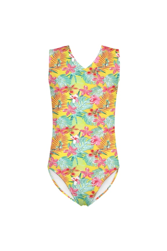 Beach Swimwear For Girls Training Gymnastics Leotard Practice Water Sports Beach Outfits For Girl,Yellow,10Y