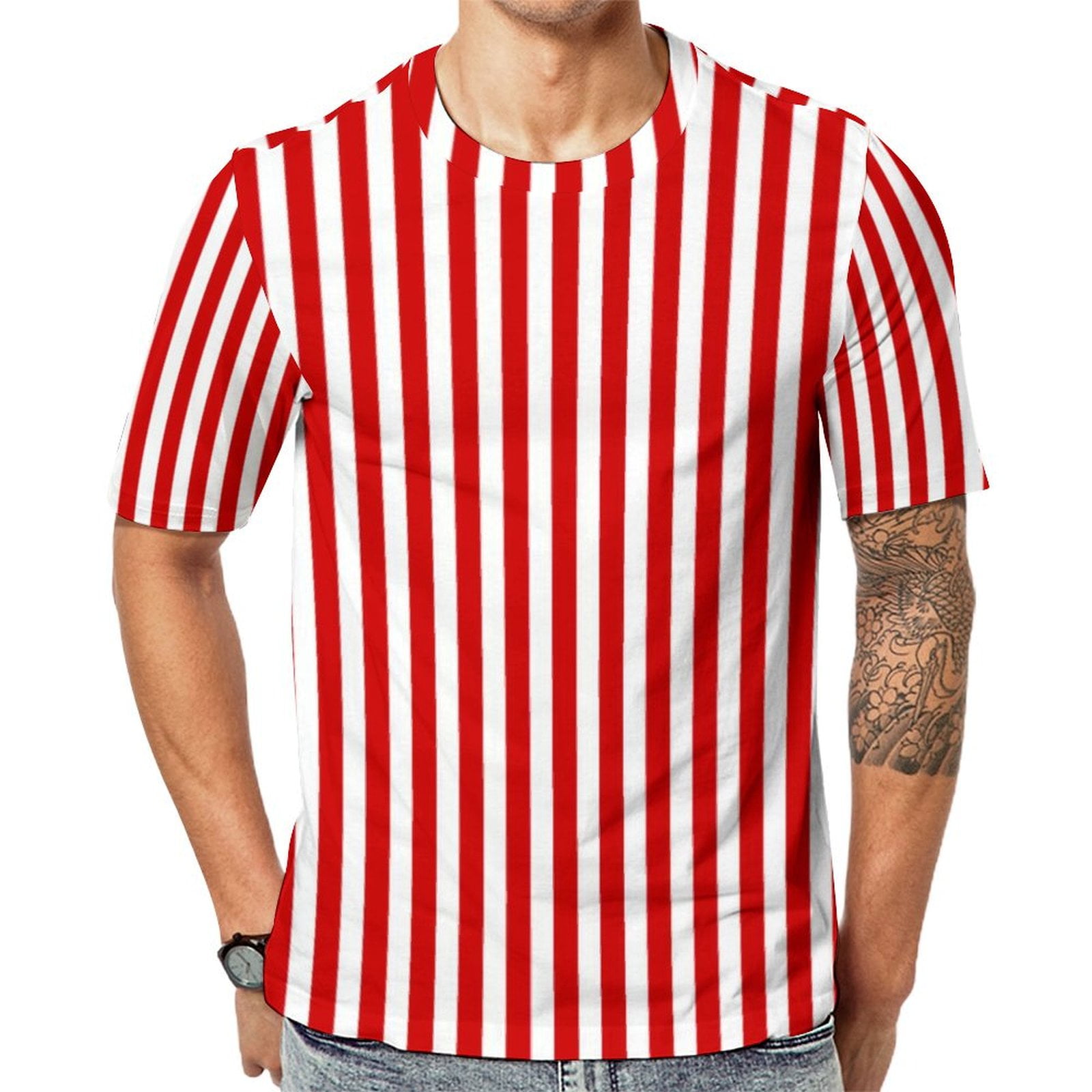 Beach T Shirt Pinstripe TShirts Colorful Stripes Print Popular Tee ...