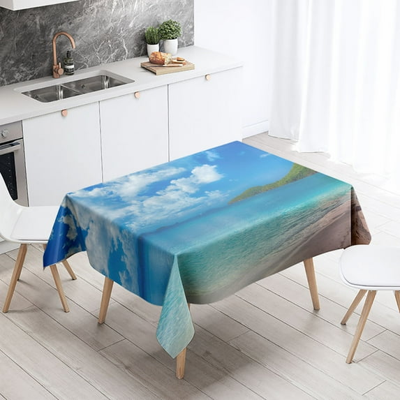 Beach Tablecloth Seaside Sunset Anti-Stain Waterproof Rectangular Kitchen Dining Table Home Decor
