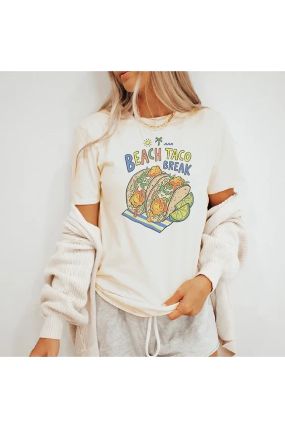 Beach Taco Break Graphic Tee Summer Vacation Design Size S-5Xl Heygategoo Tee