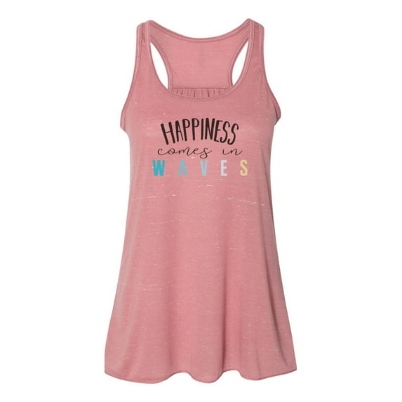 "Beach Tank, Happiness Comes In Waves, Muscle Tank, Soft Bella Canvas, Sublimation, Womens Tank, Happiness, Ocean Tank, Vacation Shirt, Waves, Mauve Marble, SMALL"