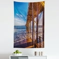 thumbnail image 1 of Beach Tapestry, Californian Coastal Seascape Photo of Malibu Pier Scenery Sandy Bay, Fabric Wall Hanging Decor for Bedroom Living Room Dorm, 5 Sizes, Dark Yellow Blue and Plum, by Ambesonne, 1 of 1