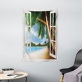 thumbnail image 1 of Beach Tapestry, Nautical Theme Window View of Palm Trees on Sand Beach Photo Landscape Image, Wall Hanging for Bedroom Living Room Dorm Decor, 40W X 60L Inches, Green Ivory Blue, by Ambesonne, 1 of 2