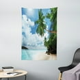 thumbnail image 1 of Beach Tapestry, Palm Leaves Island Ocean Clear Water Exotic Jungle Lagoon Travel Theme Image, Wall Hanging for Bedroom Living Room Dorm Decor, 40W X 60L Inches, Green Blue Aqua, by Ambesonne, 1 of 2