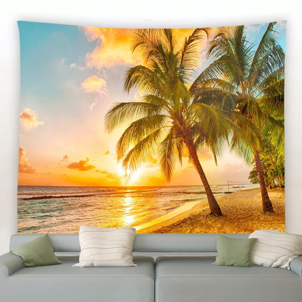 Beach Tapestry Sunrise Ocean Coastal Sunset Sea Hawaii Seaside Scene