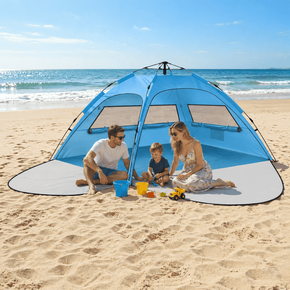 Beach Tent 4-5 Person, Large Pop Up Beach Tents, UPF 50+ UV Protection Portable Instant Tent for Beach Garden Fishing Picnic