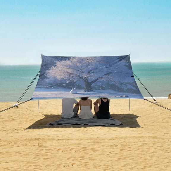 Beach Tent Beach Canopy 9.2x10.5Ft Beach Tent Sun Shelter Outdoor Canopy with Carry Bag for Camping, Backyard and Picnics Beautiful Winter Night Scene
