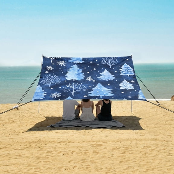 Beach Tent Beach Canopy 9.2x10.5Ft Beach Tent Sun Shelter Outdoor Canopy with Carry Bag for Camping, Backyard and Picnics Watercolor Winter Trees Pattern
