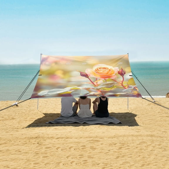 Beach Tent Beach Canopy 9.2x10.5Ft Beach Tent Sun Shelter Outdoor Canopy with Carry Bag for Camping, Backyard and Picnics Beautiful Rose