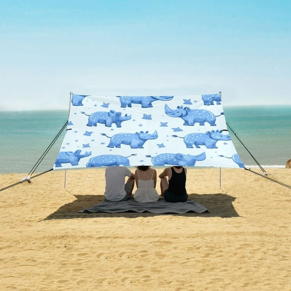 Beach Tent Beach Canopy 9.2x10.5Ft Beach Tent Sun Shelter Outdoor Canopy with Carry Bag for Camping, Backyard and Picnics Blue Rhinoceros