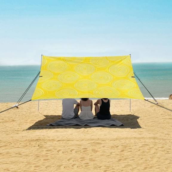 Beach Tent Beach Canopy 9.2x10.5Ft Beach Tent Sun Shelter Outdoor Canopy with Carry Bag for Camping, Backyard and Picnics Circles and Lines