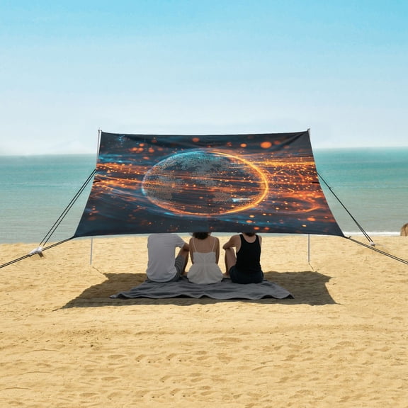 Beach Tent Beach Canopy 9.2x10.5Ft Beach Tent Sun Shelter Outdoor Canopy with Carry Bag for Camping, Backyard and Picnics Digital Art Of The Earth