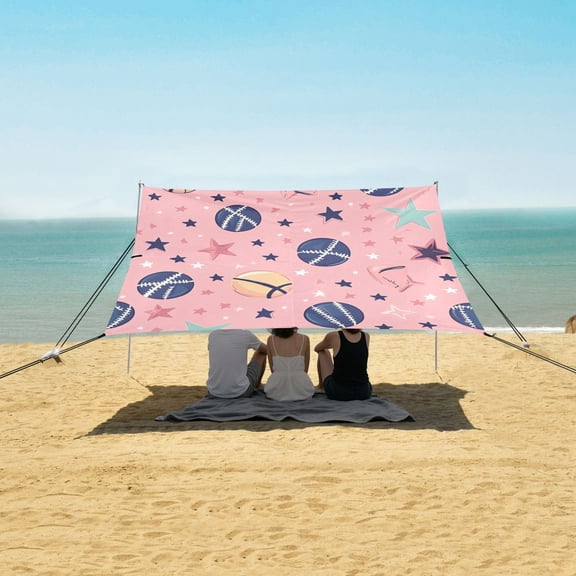 Beach Tent Beach Canopy 9.2x10.5Ft Beach Tent Sun Shelter Outdoor Canopy with Carry Bag for Camping, Backyard and Picnics Pink Sports Elements