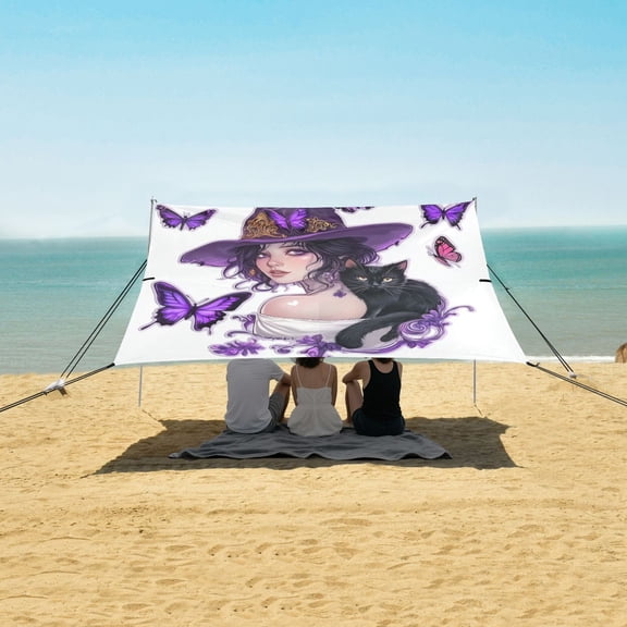 Beach Tent Beach Canopy 9.2x10.5Ft Beach Tent Sun Shelter Outdoor Canopy with Carry Bag for Camping, Backyard and Picnics Purple Sorceress