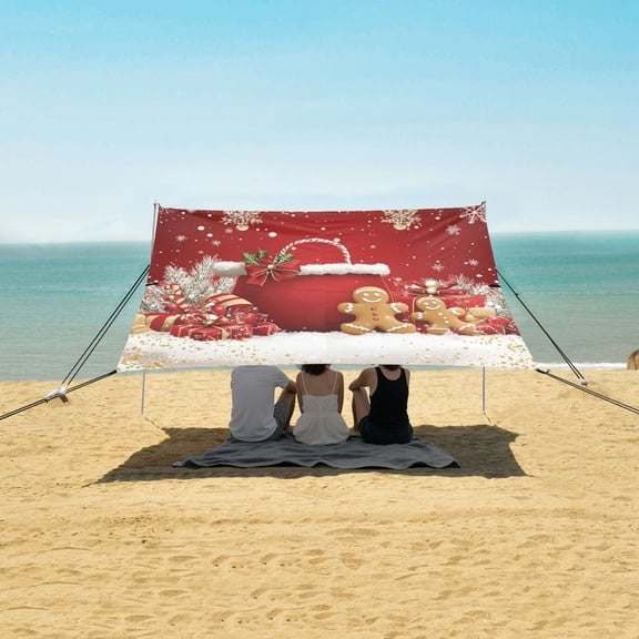 Beach Tent Beach Canopy 9.2x10.5Ft Beach Tent Sun Shelter Outdoor Canopy with Carry Bag for Camping, Backyard and Picnics Red Gift Bag