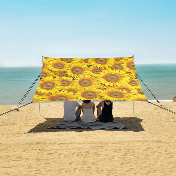 Beach Tent Beach Canopy 9.2x10.5Ft Beach Tent Sun Shelter Outdoor Canopy with Carry Bag for Camping, Backyard and Picnics Vibrant Sunflowers