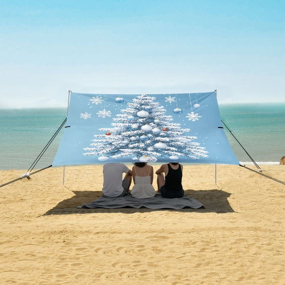 Beach Tent Beach Canopy 9.2x10.5Ft Beach Tent Sun Shelter Outdoor Canopy with Carry Bag for Camping, Backyard and Picnics White Christmas Tree