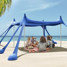 SUN NINJA 7x7.5 Outdoor Pop Up Beach Tent With Shovel, Pegs