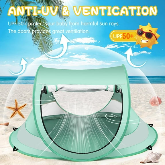 Beach Tent, Large    Shade with   and Mosquito Net for Travel