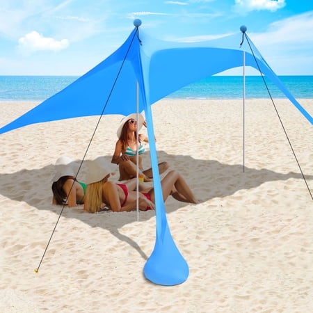Beach Tent Shelter with UPF50+ Protection,Includes 2 Poles & Storage Bag, Outdoor Pop up Shade Canopy for Camping, Fishing, Backyard Fun