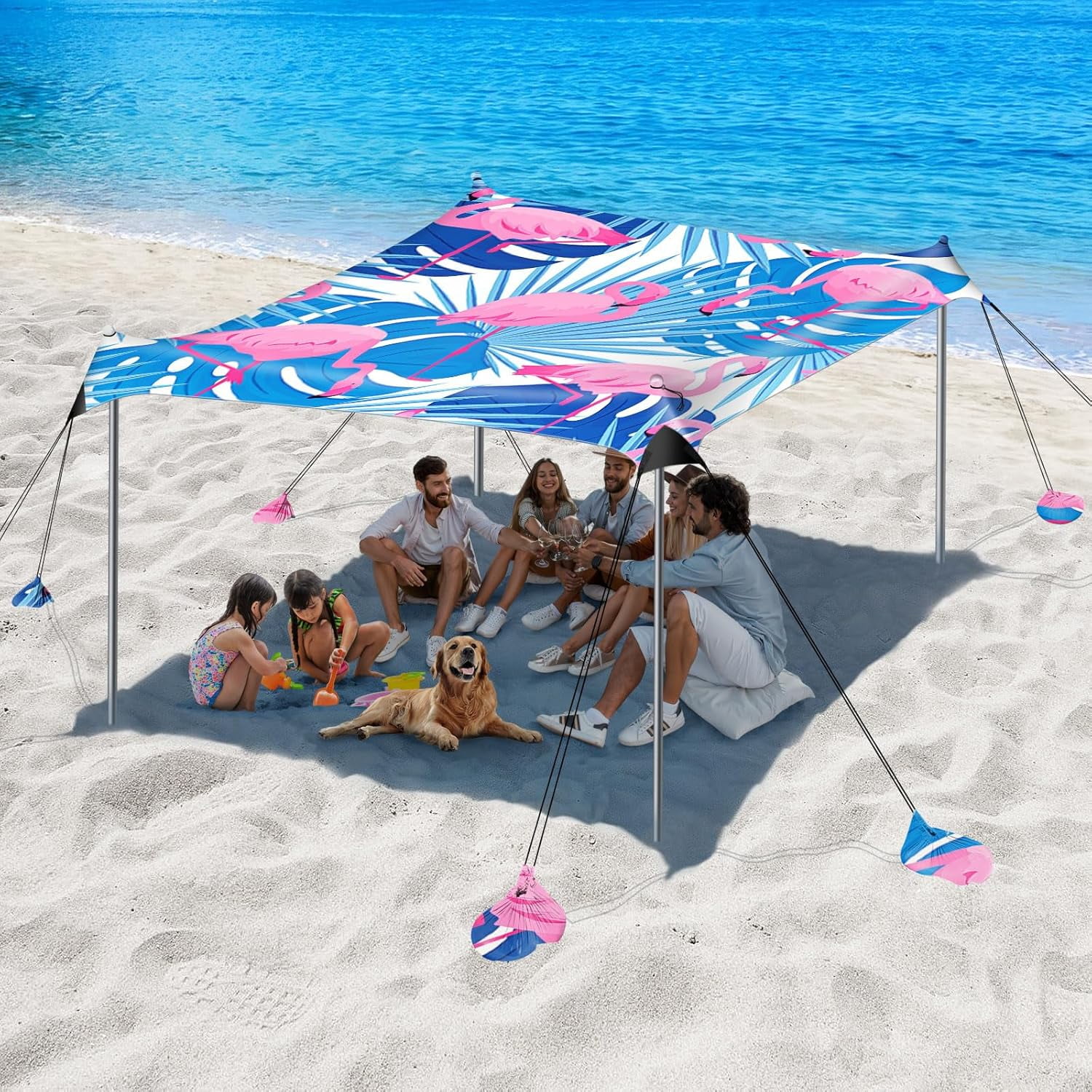 『TEN BEACH L』 SUN NINJA 10x10.5 FT Pop Up Beach Tent, UV Protection