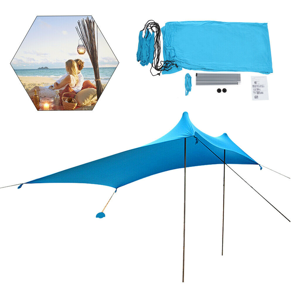 Beach Tent Sun Shelter 10x10ft Portable Sun Shade Canopy Awning with