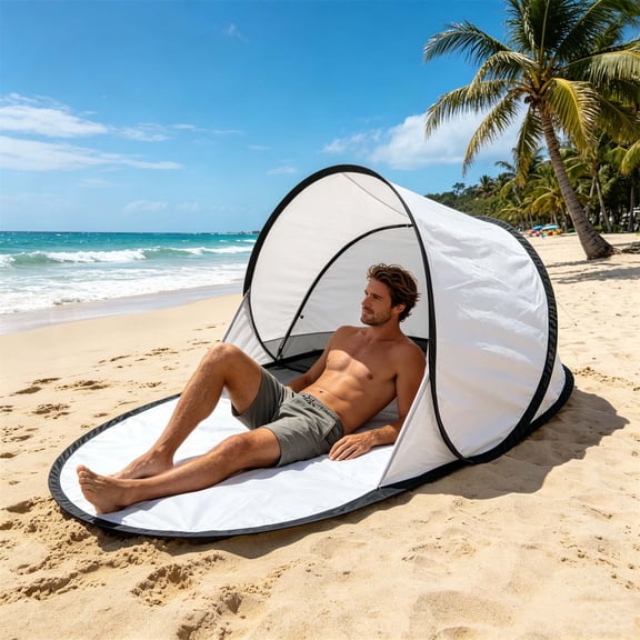 up Beach Tent Sun Shelter,142cm Head -Up Canopy For Face Protection,Portable Quick-Opening 190T UV Shade For One Person,Lightweight Automatic Folding Mini Tent Fr Camping,Reading & Relaxing