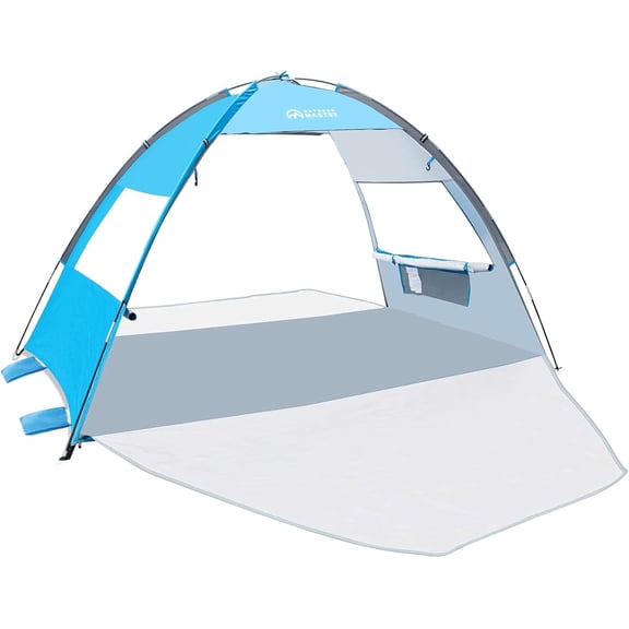 Beach Tent Sun Shelter with 2 Ventilated Doors, UPF50+ Easy Setup Beach Tent Canopy for 3 Person, Lightweight & Portable Family Beach Umbrellas for Sand with Carrying Bag - Blue