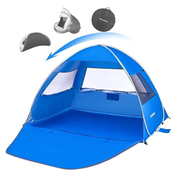 Beach Tent Sun Shelter 3-4 Person, Portable Beach Umbrella Cabana