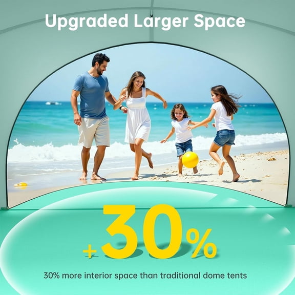 Beach Tent Sun Shelter, Beach Shade Tent with UPF50+ Protection, Beach Sun Shelter, Beach Shade with 2 Zippered Doors, Portable Beach Tent for Beach Camping Fishing