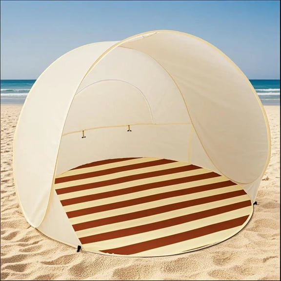 Beach Tent Sun Shelter,Beach Shade Tent with UV Protectio for 1-3 Person,Portable Beach Tent for Travel Camping Fishing,Ventilation,Water and Wind Resistant,Beige