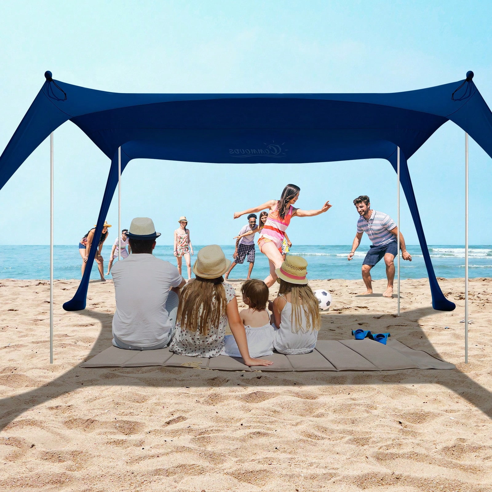 Moku Beach UPF 50+ Portable Canopy Tent - Jungala Print, 3-Step Setup, Includes Bag, Poles, Stakes, Hammer, Beach Sun Shade Shelter