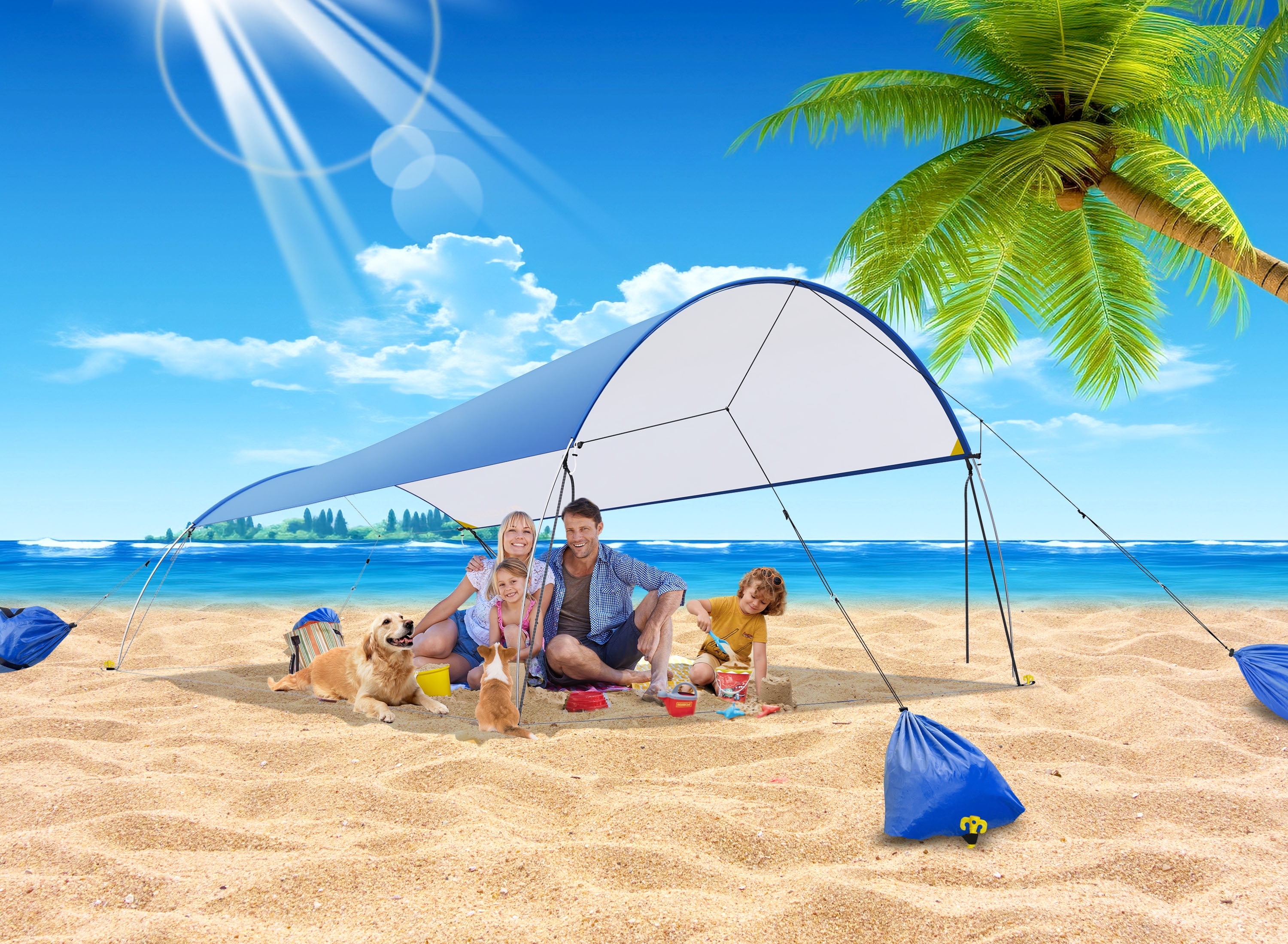 DECORTÉ AQ ローション & エマルジョン & Sun Shelter Beach Tent UPF50+ Sun Shade Canopy Angle Adjustable