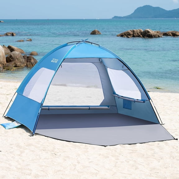 Beach Tent for 3 Person  Easy Setup Sun Shade Shelter with UPF 50+ UV Protection and Removable Skylight
