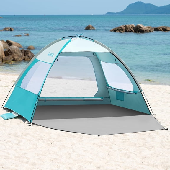 Beach Tent for 3 Person  Easy Setup Sun Shade Shelter with UPF 50+ UV Protection and Removable Skylight