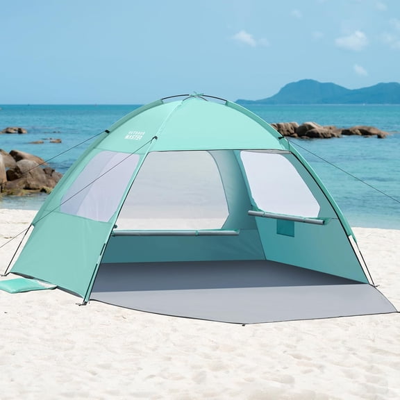 Beach Tent for 4 People  Easy Setup Sun Shade Shelter with UPF 50+ UV Protection and Removable Skylight