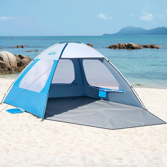 Beach Tent for 6 People  Easy Setup Sun Shade Shelter with UPF 50+ UV Protection and Removable Skylight