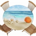 thumbnail image 1 of Beach Texture Background Round Tablecloth Fitted with Elastic Edge Waterproof Wipe Clean Table Cover for Camping Outdoor, Fit for Diameter 32.2"-36.1" Round Table, Style 144, 1 of 4