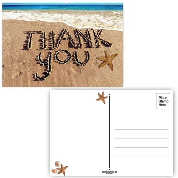 Beach Thank You Postcards - 40 - 4 x 6 Beach Postcards - 17087