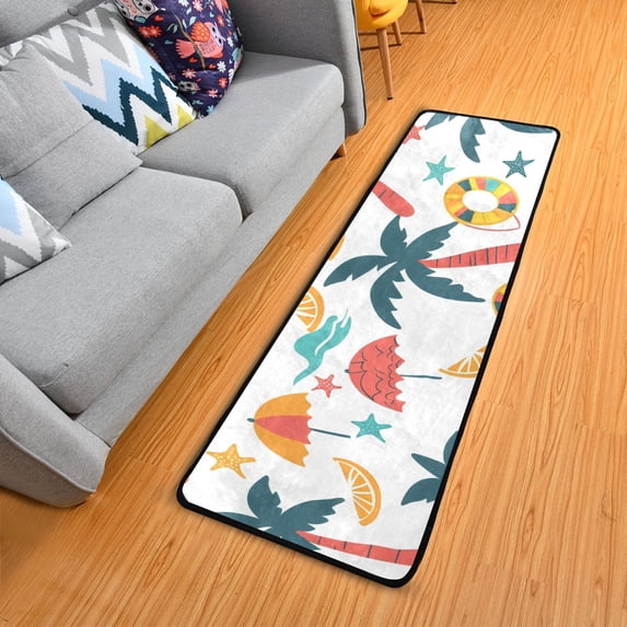 Beach Theme 72×24 inch Runner Rug Non-Slip Pads Ares Rugs Washable for Bedroom Bathroom Living Room