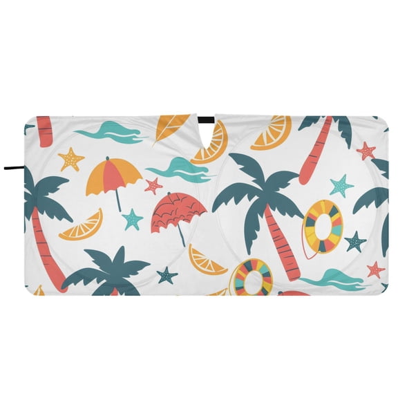 Beach Theme Car Windshield Sun Shade Foldable Front Window Shades Cover Sun Visor Shield Block