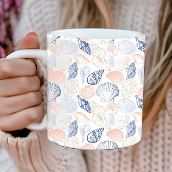 Beach Theme Ceramic Mug, Ocean Theme Coffee Cup, Beach Lover Gift, Coastal Kitchen Dr, Seas Drinkware, Nautil Tea Mug Seas Gift.