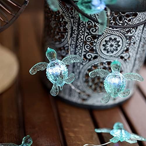 Beach Theme -Cute Green Sea Turtle String Lights- Ocean Fairy Decorative Lights- 10ft 30 LEDs -USB Powered -Multi-Function- Remote Control-Christmas -House Party- Bathroom -Baby Shower Decor