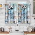 thumbnail image 1 of Beach Theme Kitchen Curtains: Summer Ocean Sea Shells Fish Fishing Short Cafe Curtain Modern Decor for Dining Room Tropical Tier Curtains Rod Pocket Window Drapes 24Inch Length 2 Panels Set, 1 of 1