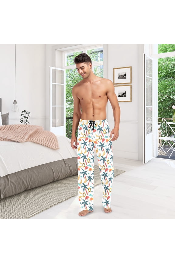 Beach Theme Mens Pajama Pants Cotton Elastic Waistband Lounge Sleep Pajama Bottoms Pj with Pocket