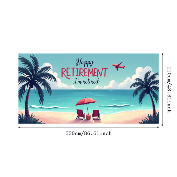 Beach Theme Retirement Party Banner Palm Tree Relaxation Design Sea View for Retirement Party Outdoor Decoration Celebration