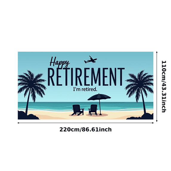 Beach Theme Retirement Party Banner Palm Tree Relaxation Design Sea View for Retirement Party Outdoor Decoration Celebration