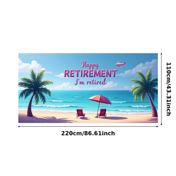 Beach Theme Retirement Party Banner Palm Tree Relaxation Design Sea View for Retirement Party Outdoor Decoration Celebration