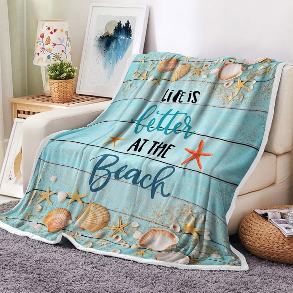 Beach house throw blankets sale